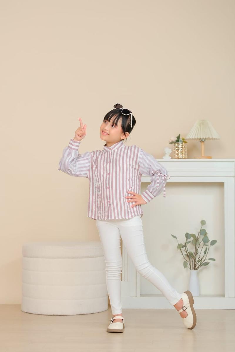 Product Introduction of 3-12 TAHUN KEMEJA ANAK OVERSIZE ORGANZA KEMEJA ANAK MOTIF SALUR Fashion 15