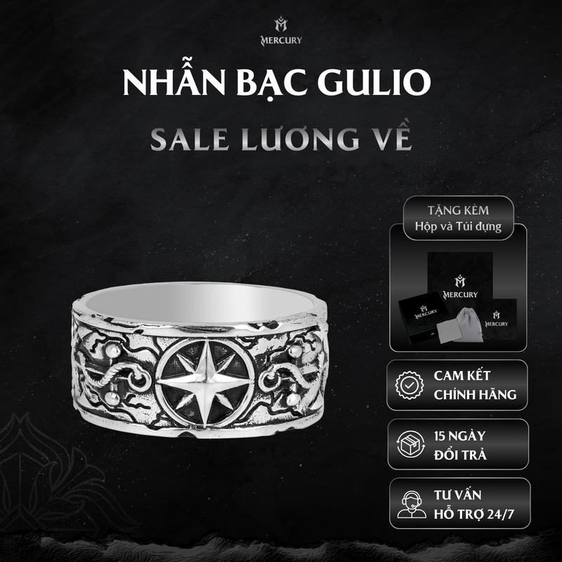  Nhẫn Bạc nam 925 Mercury Gulio - Trang sức Bạc 925 đúc nguyên khối - Thiết kế độc quyền bởi Mercury 