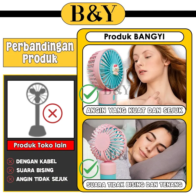 Kipas Angin Portable SANRIO USB Fan Mini 8