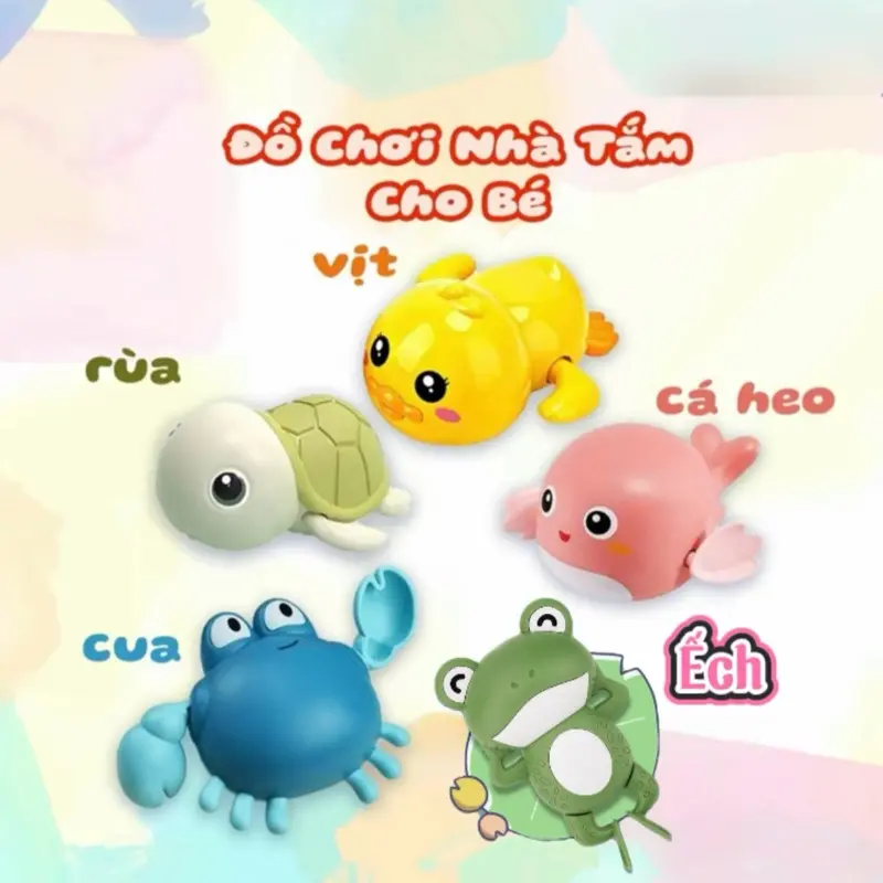 Đồ Chơi Nhà Tắm Vặn Cót, Đồ Chơi Thả Bồn Tắm Cho Bé Thích Thú Hình Ngộ Nghĩnh