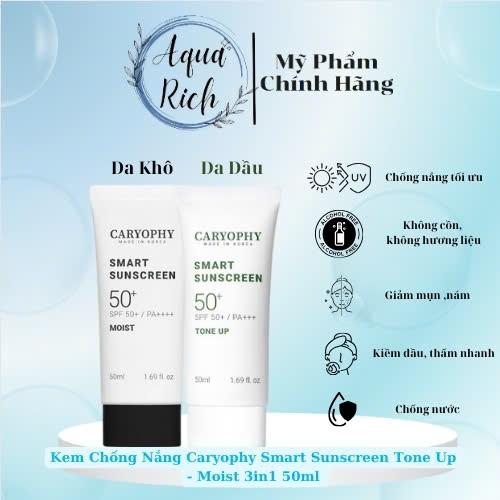 Kem Chống Nắng Sample Caryophy Smart Sunscreen Tone Up - 50ml [Tone Up - Moist] chong  nang danang