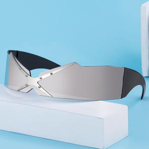 Futuristic Sunglasses Y2K Space Cyclops Wrap Around Glasses Rimless Translucent Mirrored Lens Fashion Rimless Sunglasses Women Tide Premium Sunglasses Men Cool