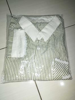 Product Review of Lulu blouse strip salur premium LD 110 120 130 140 kemeja crop jumbo from c**🦋 2