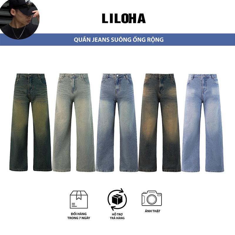QUẦN Jean Suông Ống Rộng LILOHA Wash nhiều màu, Chất jeans dày dặn, Đứng