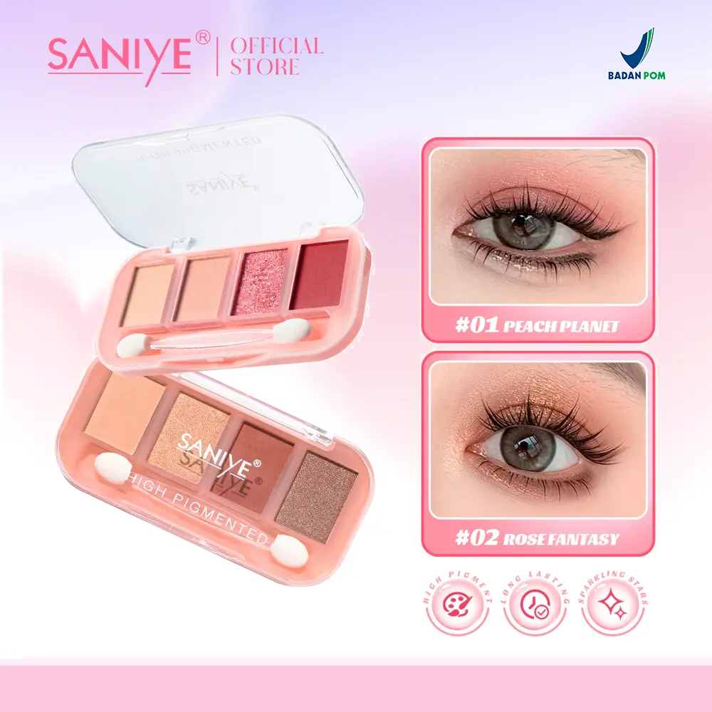 SANIYE KOL Eyeshadow 4 Warna New Glitter Palette Menarik Mata Eye Shadow Kecantikan Kosmetik E0459