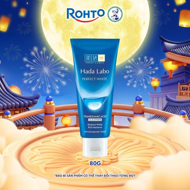 Kem rửa mặt dưỡng sáng Hada Labo Perfect White Tranexamic Acid Cleanser 80g