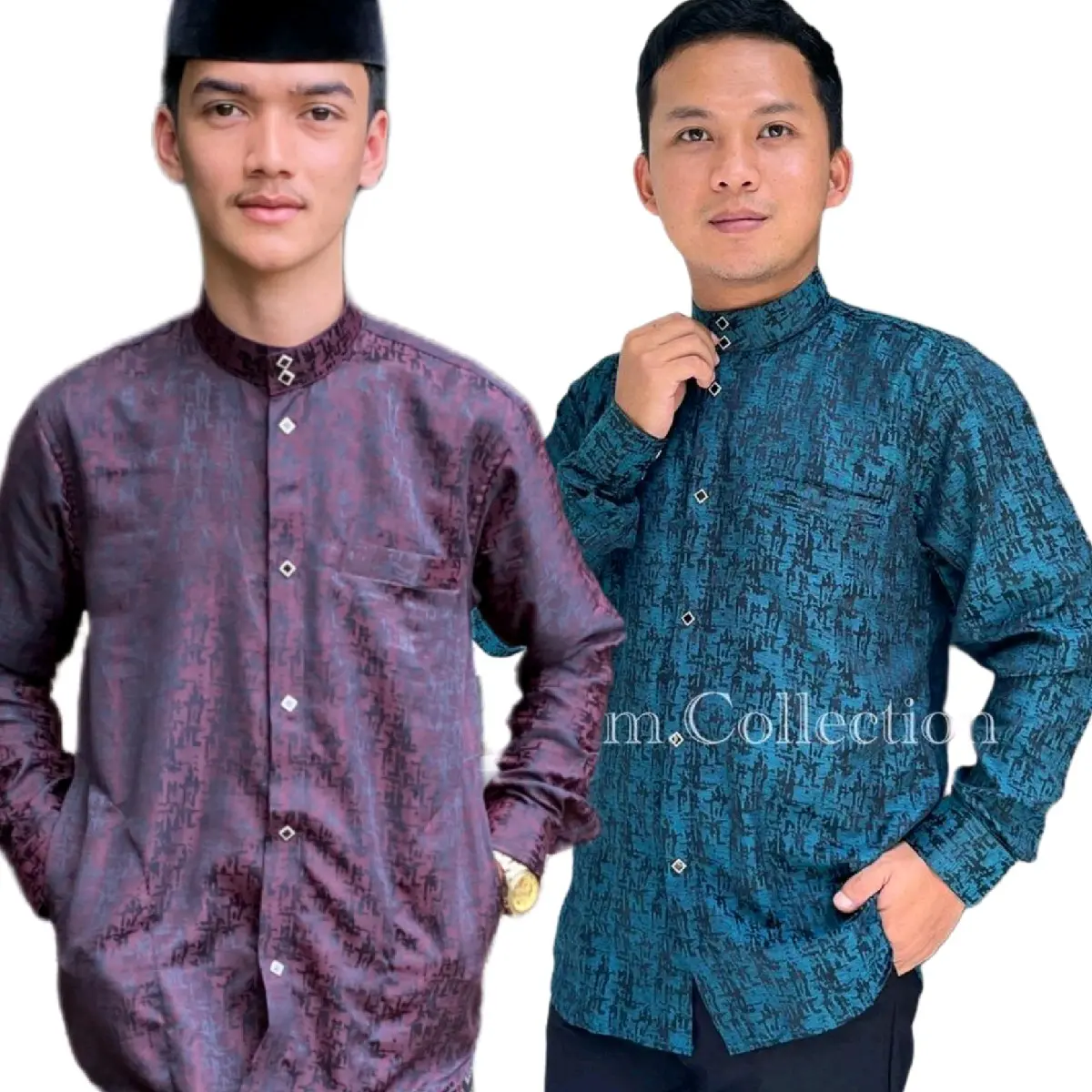 HM - Jaguar Songket-baju lebaran bergundy kemeja Koko pria dewasa terbaru kekinian casual lengan panjang kemko sultan Sage kancing premium import BISA SERAGAM Motif jaguar Baju Muslim Katun Kain Embos Dewasa Muda Atasan  Kombinasi Batik Hitam Keren Pendek