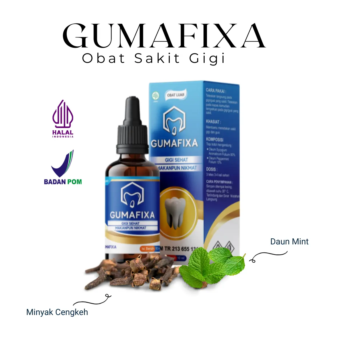 Gumafixa Solusi Sakit Gigi Dan Radang Gusi - 100% Herbal Tetes & Kumur Hilangkan Bau Mulut Nafas Jadi Wangi