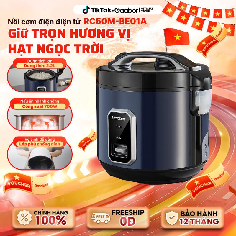  AVHome Premium | Nồi cơm điện nắp gài Gaabor RC50M-BE01A dung tích 5 lít lòng nồi 2.2 lít dùng cho 5 người công suất 700W phù hợp cho gia đình 2 đến 6 người ăn 1 lần kèm khay hấp Nấu Cơm Cooker Nấu Ăn nồi cơm mini 