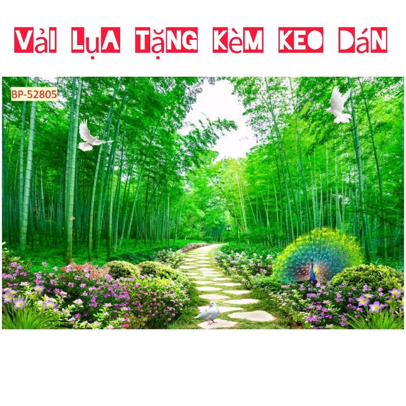  Tranh dán tường 3d phong cảnh rừng tre trúc Treo Tường Decor Phòng 