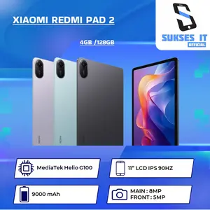 Xiaomi Redmi Pad 2 11 Inch 4GB 128GB 90Hz Xiaomi HyperOS 2 MediaTek Helio G100-Ultra Baterai 9000mAh Kamera 8MP