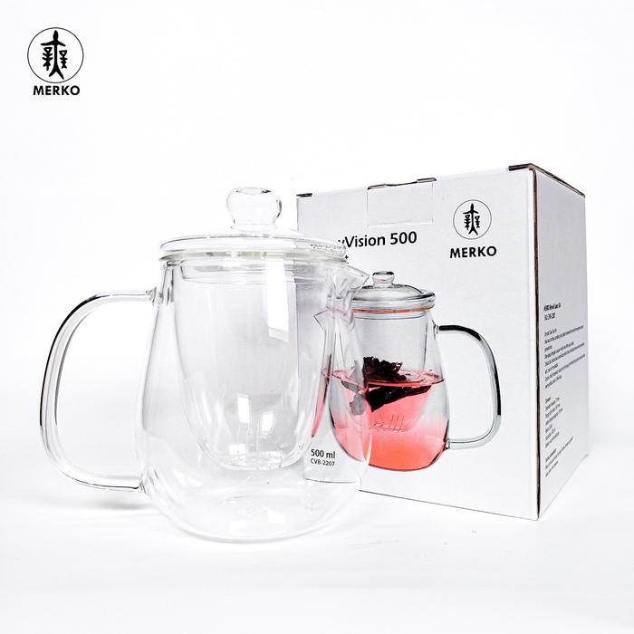Gambar MERKO Brew Vision Tea pot 500ml infusur - Blirik wadah seduh teh full kaca dengan gagang dan tutup dari Maharaja Coffee Kota Administrasi Jakarta Pusat Tokopedia