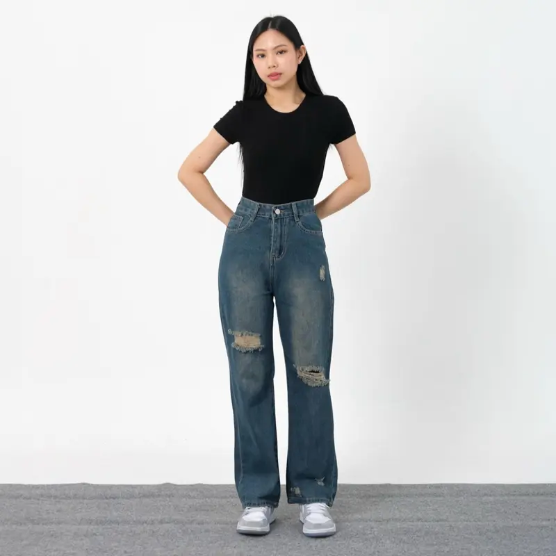 [LUXE.DLABEL] - 220 JEANS  | Celana Panjang Highwaist Wanita Jeans Jeans Wanita Polos Ripped Jeans Highwaist  Skinny Jeans Highwaist Baggy Wideleg Jeans Kulot jeans Boyfriend Jeans Kargo J 0