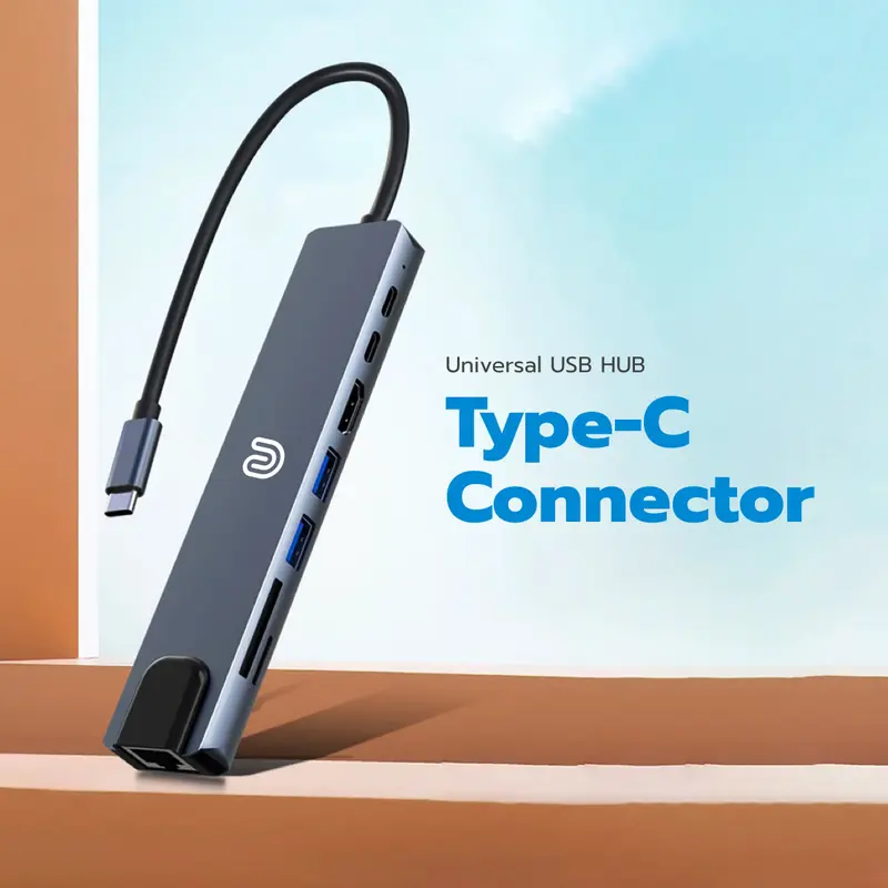 USB Converter Type C HUB 3.0 4K HDMI + LAN  | 8 in 1 - UltraLink Pro | Unitech 6