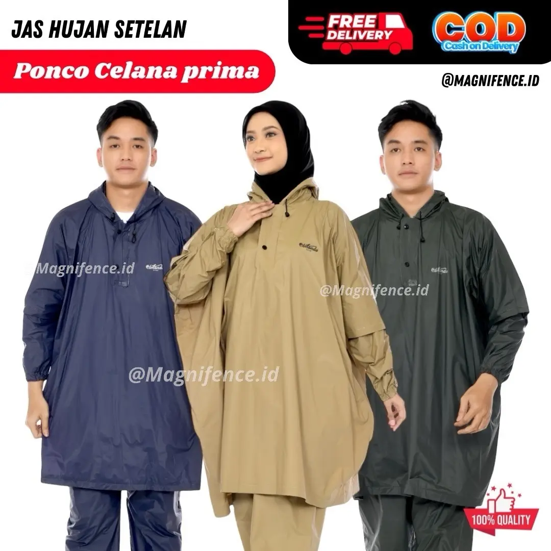 Jas Hujan Elmondo Prima 716 Original Ponco Lengan Celana Poncho Dewasa Pria dan Wanita Mantel Hujan Jumbo Batman pvc