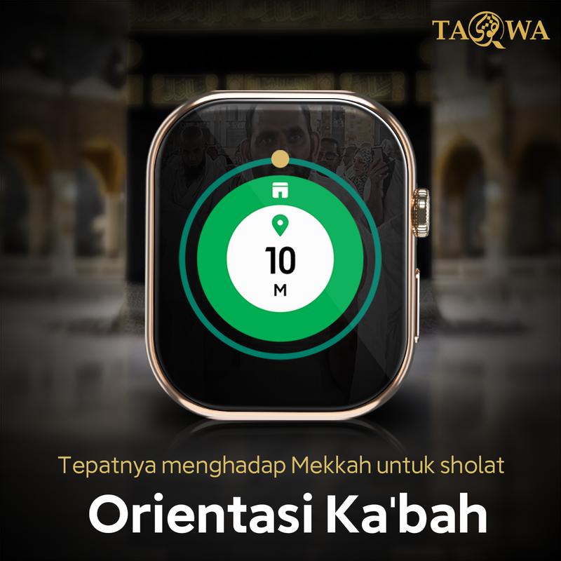 TAQWA Quran Smart Watch | Adzan Reminder | Al-Qur'an | Tasbih | Layar Penuh 2.02" | Custom Wallpaper | Pemantauan Tidur dan Detak Jantung | Bluetooth Call | Jam Tangan Smartwatch | IP68 4