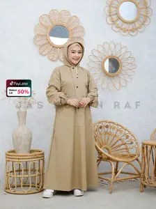 ( GRATIS TAS ) RAF Jas Hujan Gamis Wanita Muslimah Kain  Tebal Elastis Anti Air