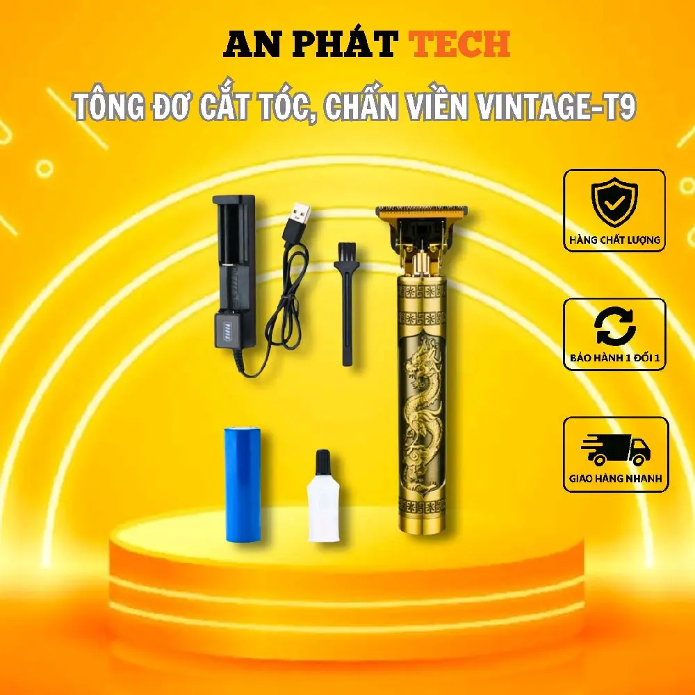 [Voucher Độc Quyền]Tông Đơ Cắt Tóc Chấn Viền Vintage T9 Nhỏ Gọn  Sạc Điện Hợp Kim Cao Cấp