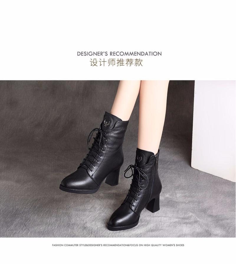 Product Introduction of Bốt Da Thật, Dành Cho Nữ, Bộ Sưu Tập Thu Đông, Hàng Mới Về Năm 2024, Buộc Dây, Mũi Tròn, Bốt Giữa, Chất Liệu Nhung, Bốt Ngắn, Gót Trung Bình Gót Chunky, Thích Hợp Cho Phụ Nữ Shoes Boot 4