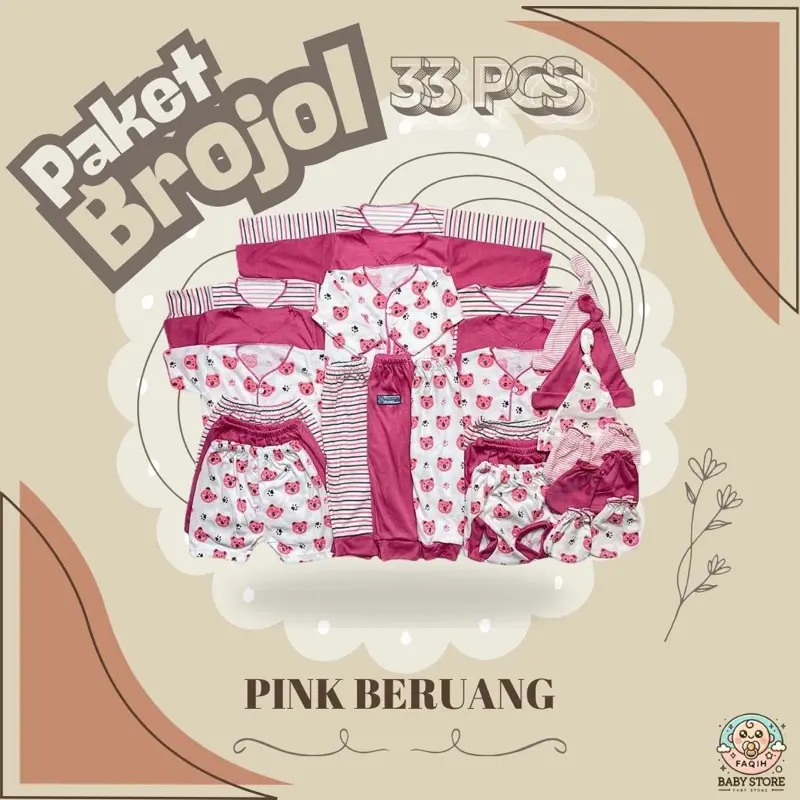Paket hemat baju bayi 33 pcs/9 stel celana bayi/3 set sarung tangan kaki/3set topi bayi baru lahir SNI Aneka warna 4