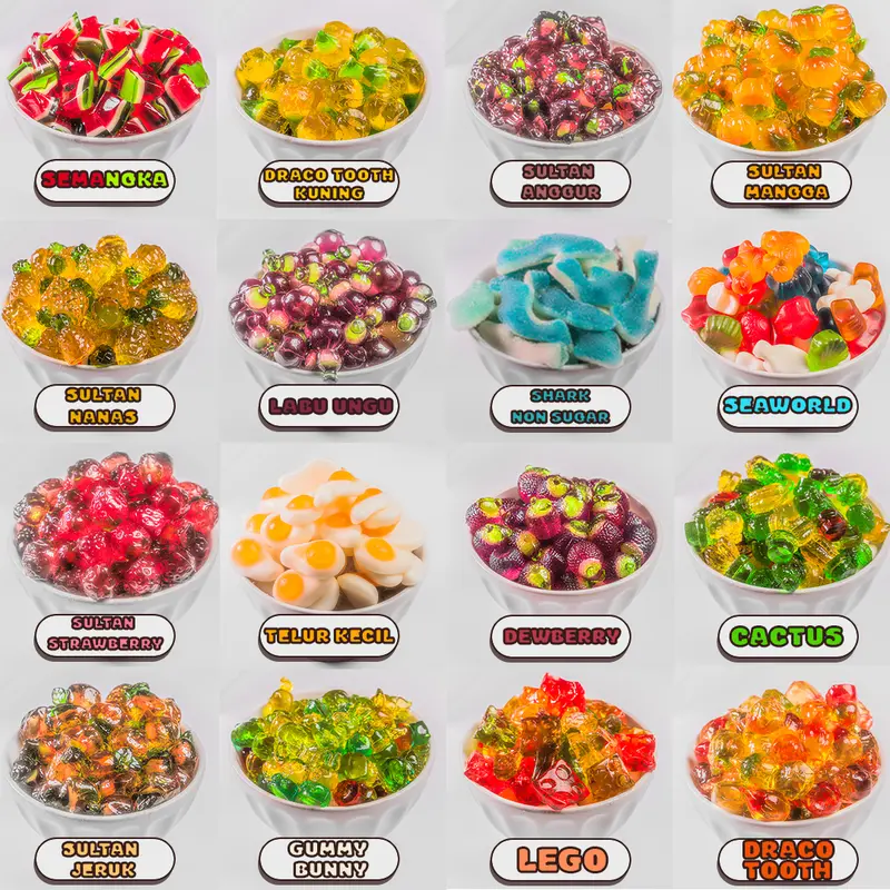 Magic Jellys - Permen Jelly Gummy 1kg Halal Cemilan Asem Manis Jeli Toples Yupi Mix Kiloan Candy Food Snack Makanan Jajanan Jeli 2