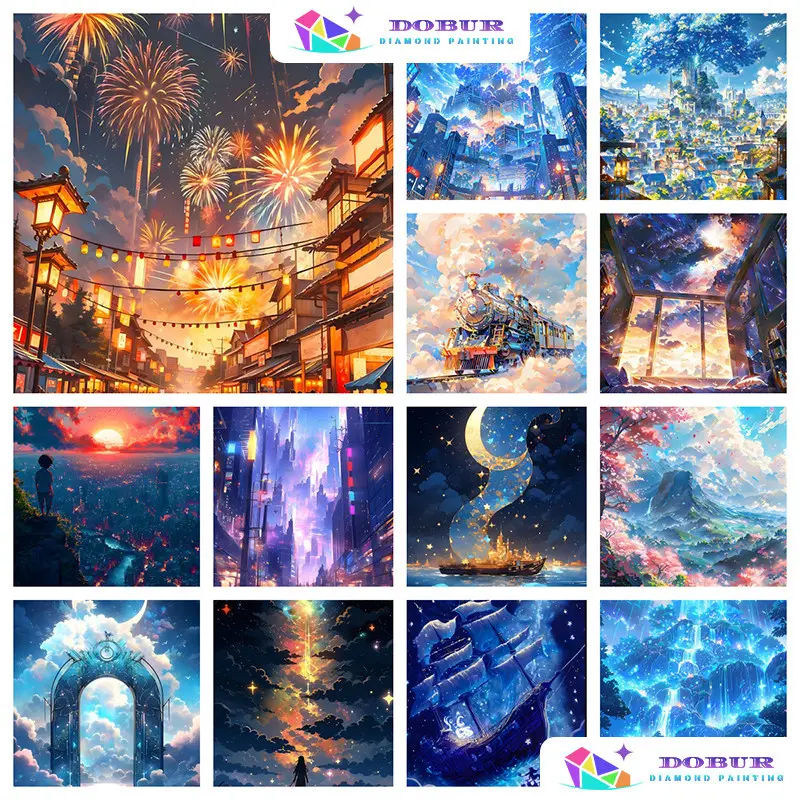 DOBUR | Diamond Painting Set Scenery 5D DIY Round/Square Full Drill Canvas with Number Crafts Gift Home Wall Decoration