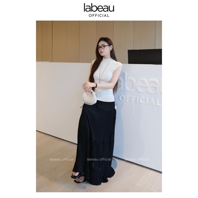 Chân Váy Chiffon Xếp Ly Labeau | Váy Dài Xếp Li Đen Basic Freesize