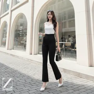Zenith.Co Flare Pants Highwaist Cutbray Wanita Celana Strecht Bahan Scuba Premium Kekinian Pinggang Full Karet Size STANDAR & JUMBO Fit to M-L & L-XL