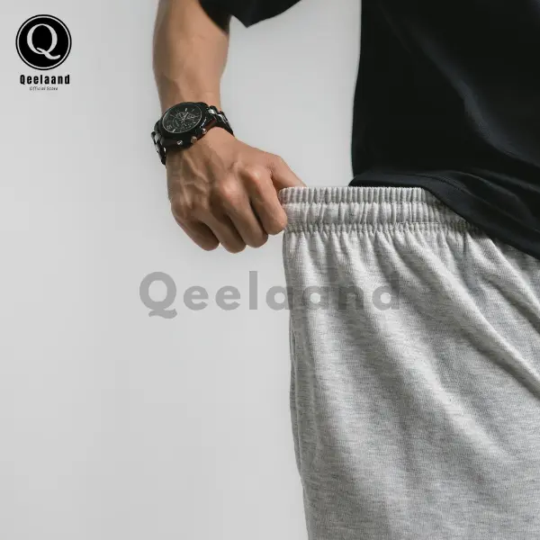 Qeelaand - Loose Pants Unisex Pria Wanita Celana Training Oversize Bahan Katun Flacee Korean Style Pria Wanita Sweatpants Loose Baggy 3