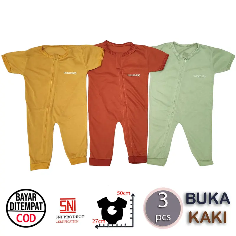 ummababyshop 3 pcs Sleepsuit Bayi Baru Lahir Buka Kaki Romper Bayi Jumper Bayi Pendek Panjang Baju Bayi Perempuan Laki Laki Set Newborn Perlengkapan Bayi Jumpsuit Baju Tidur Bayi 0 6 Bulan umma baby ummababy Polos 2