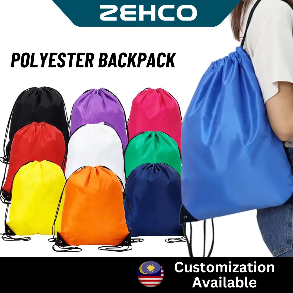 Polyester Drawstring Bag Waterproof Sport Bag Outdoor Storage Bag String Backpack Gym Hiking Marathon Beg Sukan Zehco