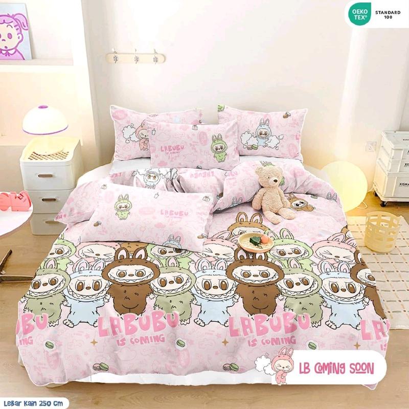 SPREI "LABUBU COMING FUNGKY" BAHAN KATUN HALUS KUALITAS TERBAIK! | BEDCOVER SET | SARUNG BANTAL | SARUNG GULING 0