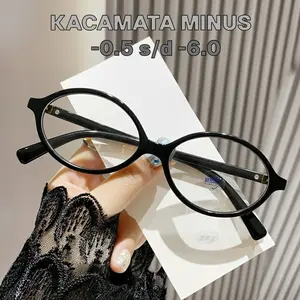 Kacamata Minus -1 Sampai -6 Fashion Korea Retro Anti Blue Light anti Radiasi Model Cat Eye Kacamata Baca Minus 8839 Kacamata Central Asia