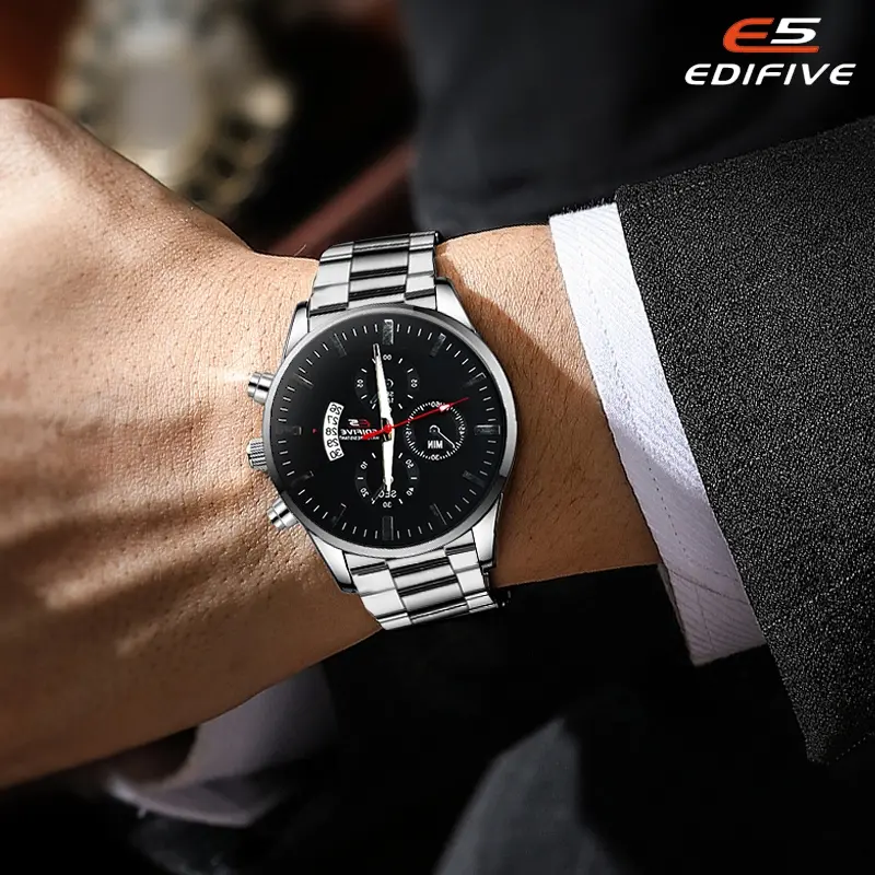 EDIFIVE IT8028 Jam Tangan Pria Watch  Analog Antiair Tanggal Bulat Business Quartz COD