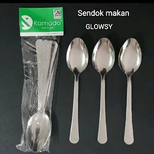 [6 Pcs]Komodo Sendok Garpu Makan Glowsy Stainless Steel 18cm Tidak Karat Permukaan Halus  Kitchenware