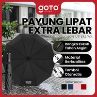 Gambar (Best Deal) Goto [COD] Reva Payung Lipat Umbrella Otomatis Polos Besar Anti UV Jumbo - BLACK dari Goto Living Kota Tangerang 1 Tokopedia