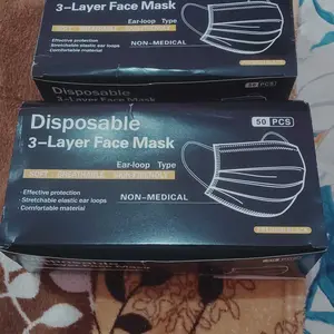 Masker Medis 3Ply isi 50Pcs Putih  Hitam Ab Biru Hijau Warna Earloop Headloop Surgical Mask Dewasa tali Karet elastis