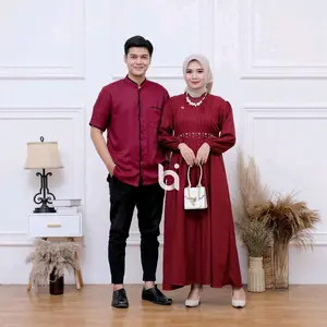 Baju keluarga sarimbit lebaran baju muslim muslimah anak dewasa Azizah series Gamis Panjang Couple Pendek Ibu Pasangan Crinkle Dress Wanita