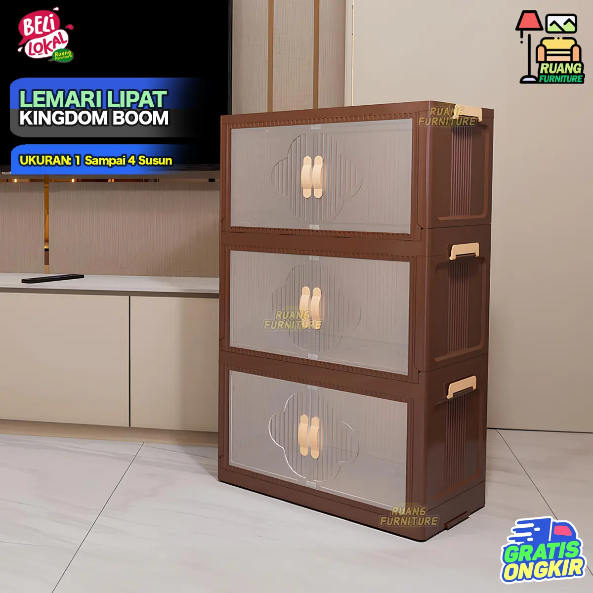Lemari Lipat Kingdom Boom Lemari Susun Lemari Plastik Container Box Serbaguna Lemari Minimalis