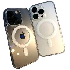 Luxury Magsafe Clear Phone Case For iPhone 11 12 13 14 15 16 Pro Max 14 15 16 Plus 12 13 Mini Bumper Magnetic Transparent Cover