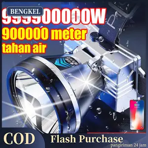 headlamp outdoor senter kepala 400 watt super terang Anti Air senter kepala led zoom senter awet jarak jauh 900000m 900jam