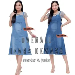 Elina Baju Kodok Rok Dewasa Ukuran Standar-Jumbo Max 120kg Dress Jeans