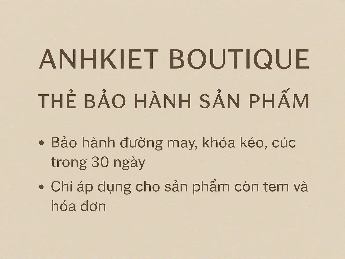 Thẻ Bảo Hành Shop Mđức Luxuryyy - Anhkiet Boutique