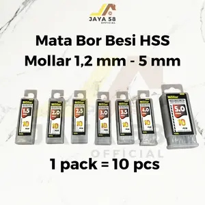 (10pcs) Mata Bor Besi Kayu HSS Mollar Putih Twist Drill Bit 1.5mm 2mm 2.5mm 3mm 3.5mm 4mm 5mm