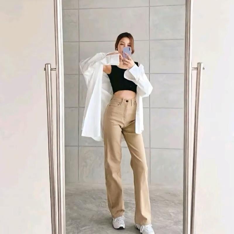 Highwaist Kulot Loose Jeans Wanita Panjang Polos-Size 27-42 muat sampai BB 100 Kg Celana Cewek Cutbray 2