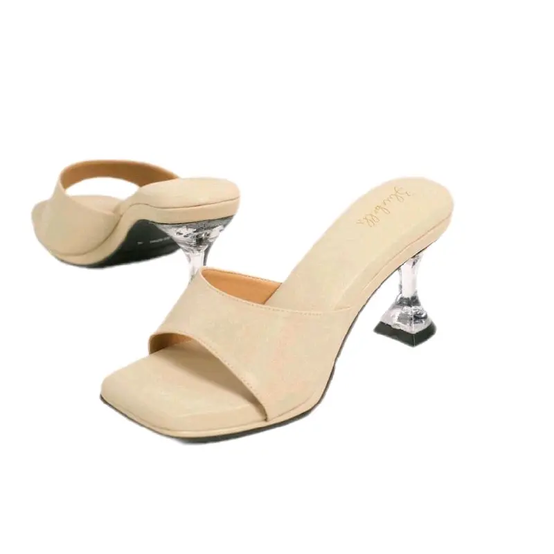 SeleraIndah - Sandal Wanita Hak Kerucut 7 CM berbantalan empuk simple elegan heels graduation hils aqua Sendal princess 4 lebaran luxury shoes antiselip size 40 0