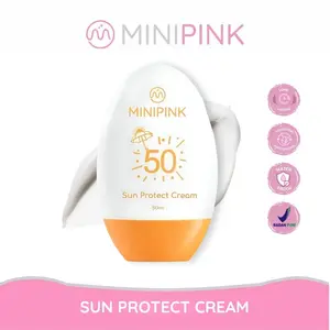 MINIPINK Sun Block SPF 50 hybrid sunscreen Wajah Tahan 12 Jam PA+++ Egg Sunblock Sunscreen  LA065 Extract MP063