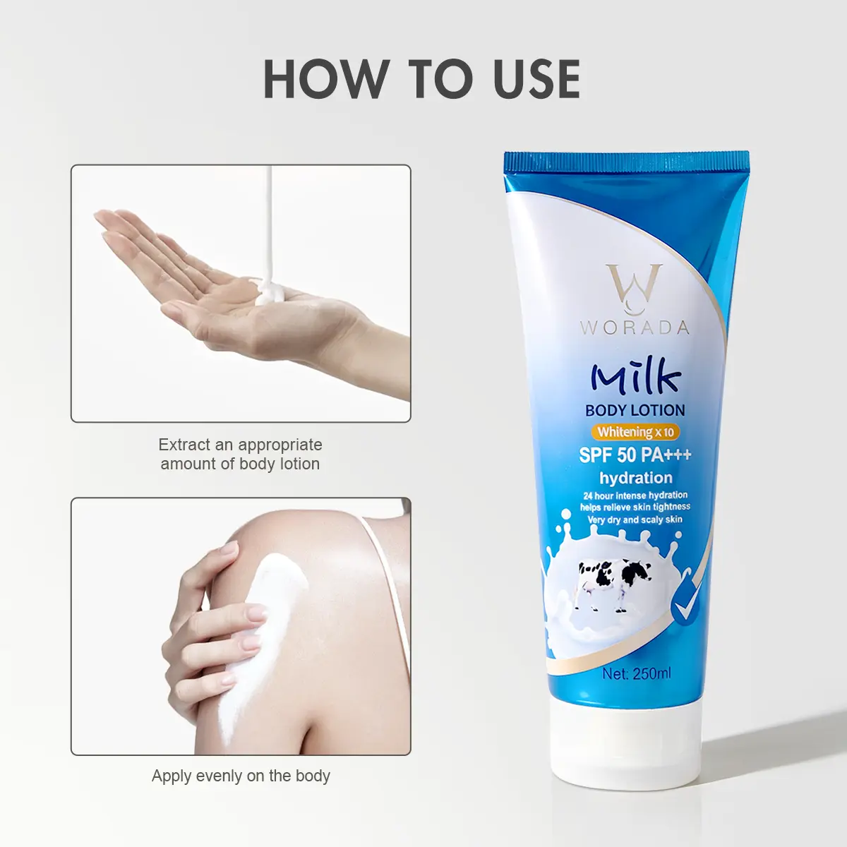 FDA Approved]Buy 1 get 1 free WORADA lotion spf50+++ glutathione Whitening  Sunscreen Body Lotion.