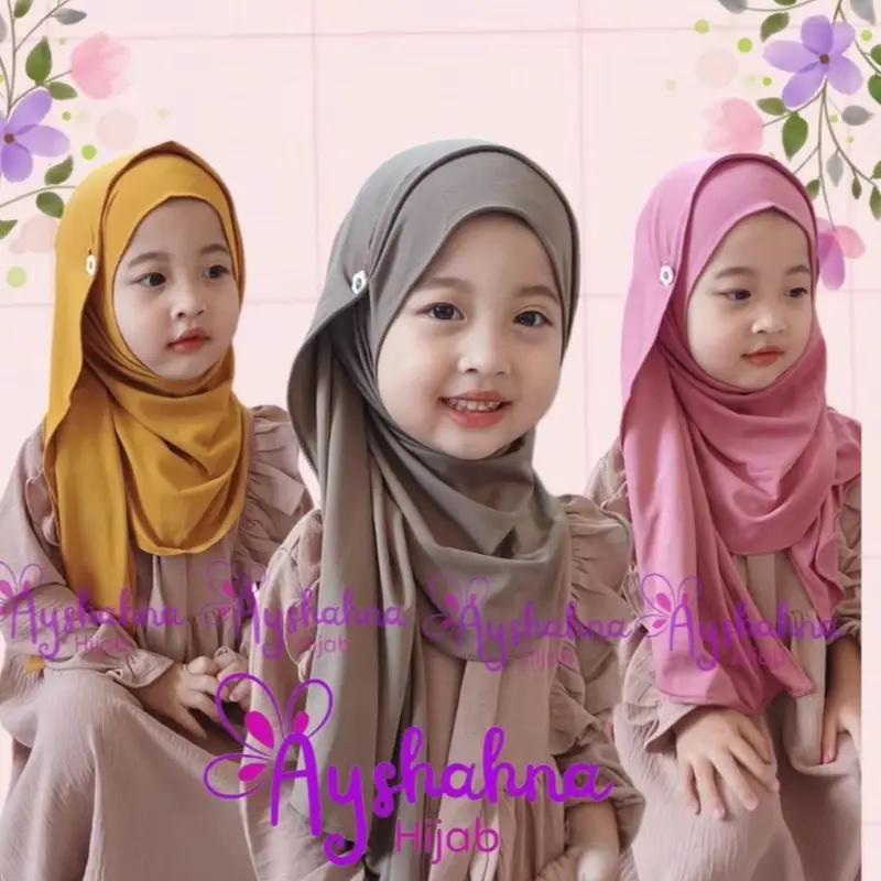 Pasmina instan kancing anak jersey ity premium 2-7thn nan best seller Cantik Pashmina Muslim 2