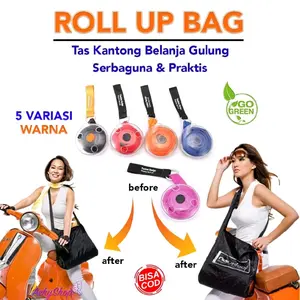 Tas Belanja Lipat Gulung Portabel - Shopping Bag Roll Up Serbaguna Praktis Bisa COD Plastik Pria Wanita